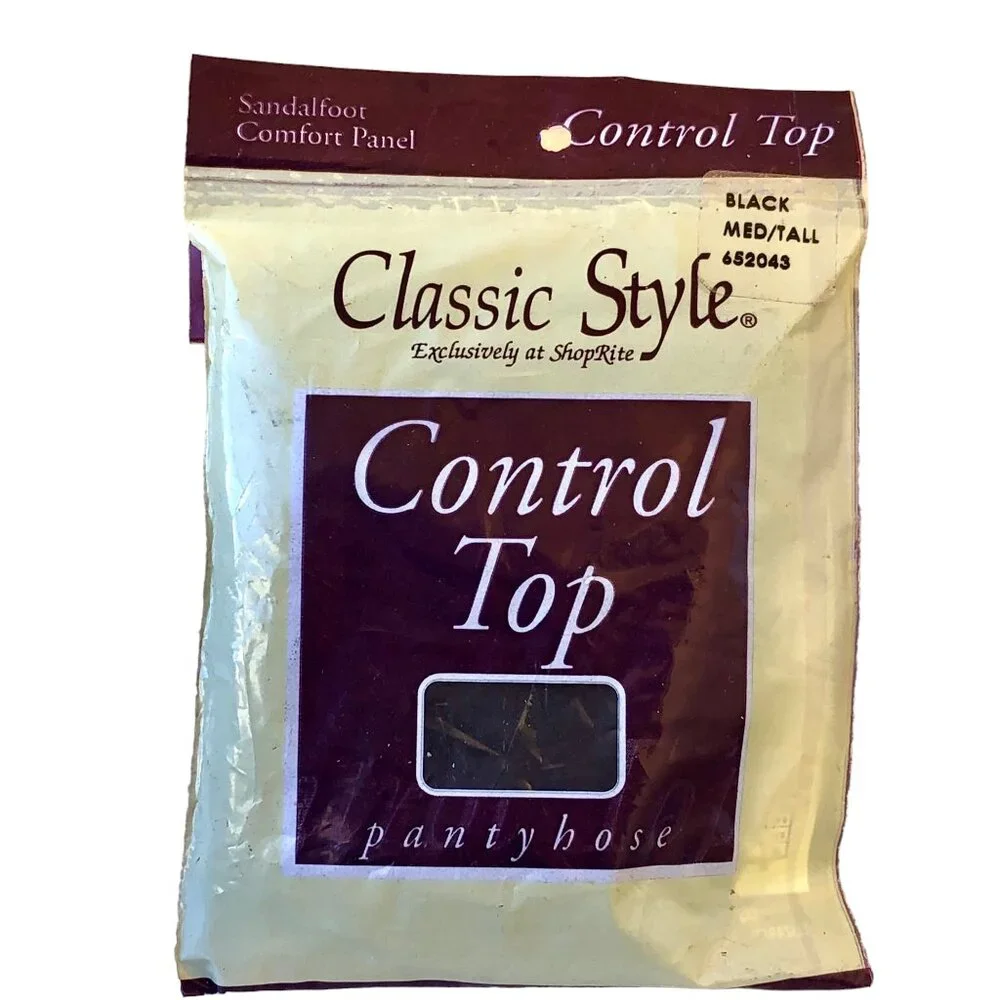ShopRite Vtg Pantyhose Jet Black Medium/Tall Classic Regular + Control